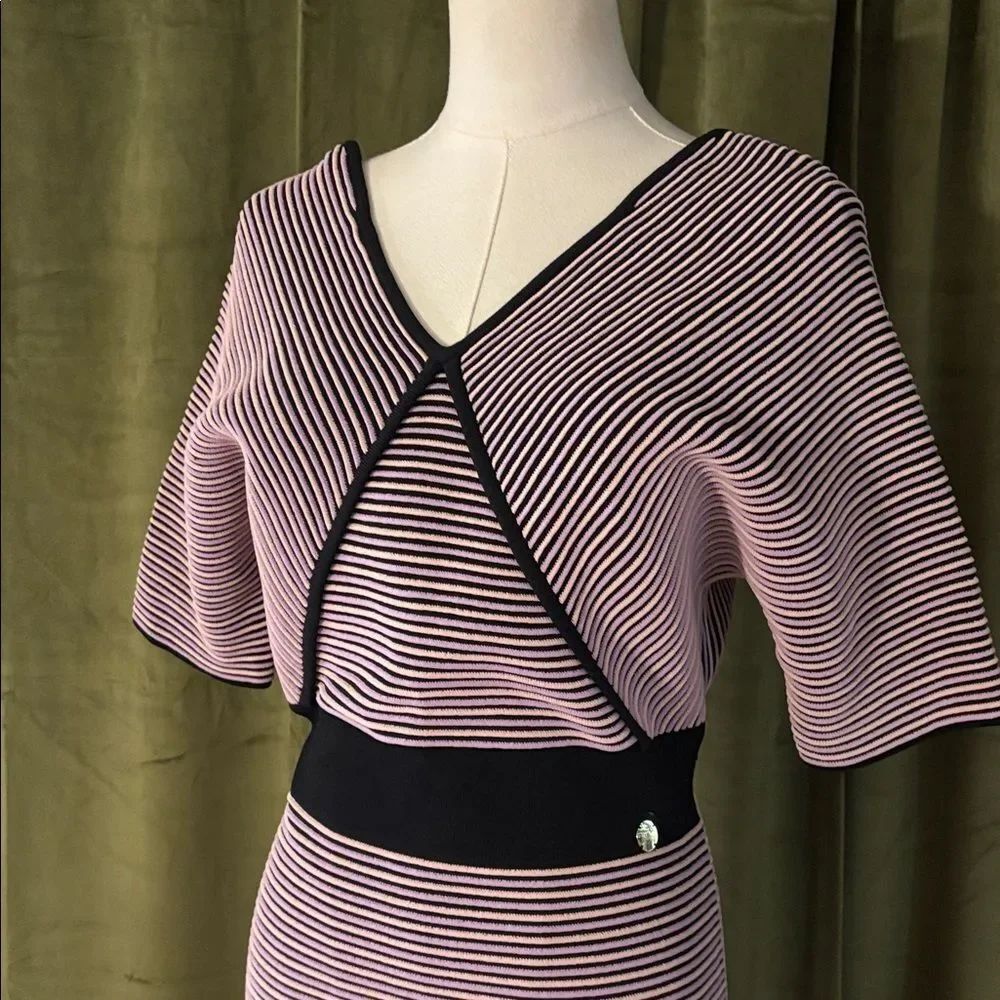 Versace Black and Pink Striped Dress, Size46(L) - Picture 3 of 11
